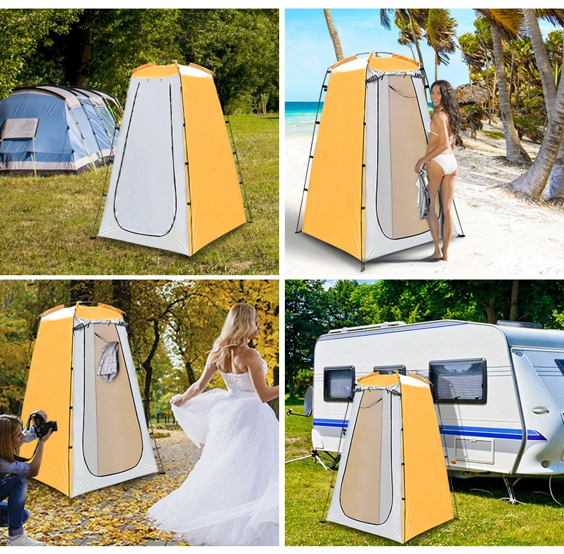Outdoor Hiking Fishing Moving Bathing Room 190t Polyester Silver Back Coating Glassfiber Pole Ultralight Camping Shower Tent