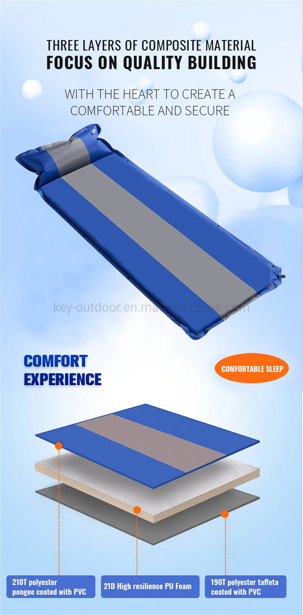 Ultralight Sleeping Mat Self-Inflating Air Bed Mattress Folding Ultralight TPU Camping Sleeping Pad