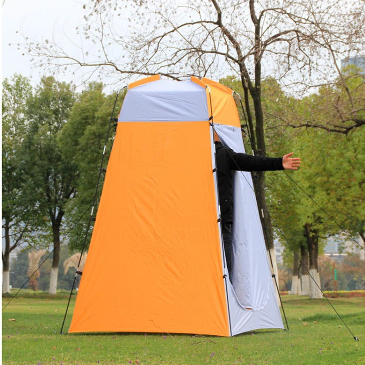 Outdoor Hiking Fishing Moving Bathing Room 190t Polyester Silver Back Coating Glassfiber Pole Ultralight Camping Shower Tent