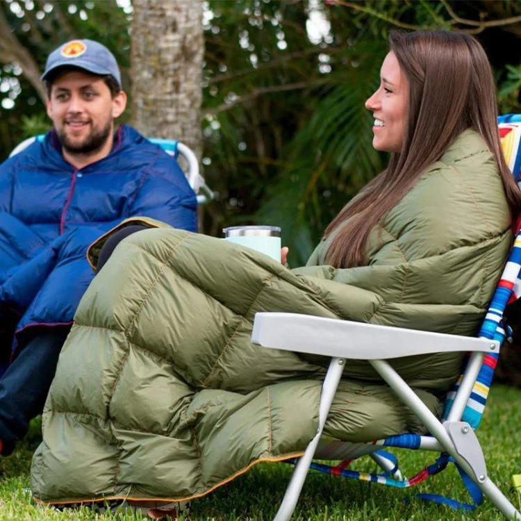 Outdoor Ripstop Waterproof Nylon Portable Camping Blanket Keep Warm Down Camping Blanket