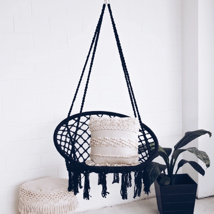 Round Shape Macrame Hanging Chair Hammock Swing for Garden
