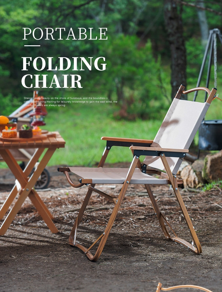Aluminum Wood Grain Beach Camping Chair Foldable Fishing Kermit Chair Outdoor Furniture