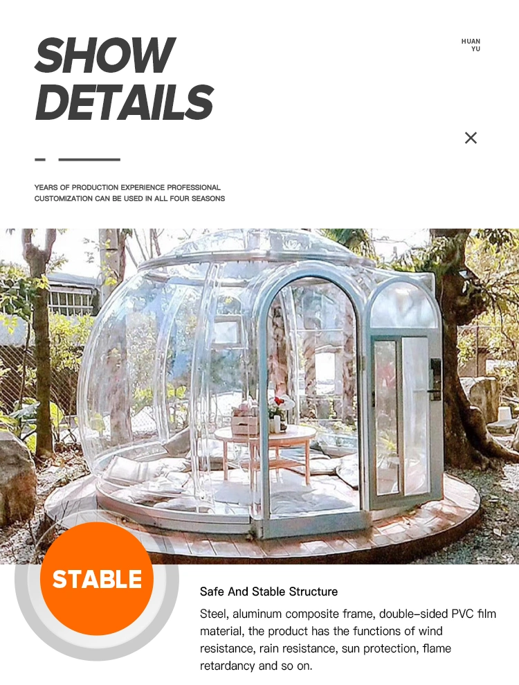 4 Persons PC Plastic Transparent Geodesic Glamping Igloo Clear Bubble Dome Tent House
