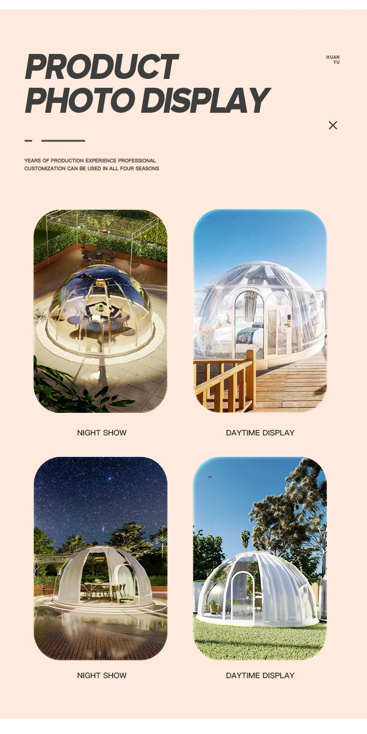 4 Persons PC Plastic Transparent Geodesic Glamping Igloo Clear Bubble Dome Tent House