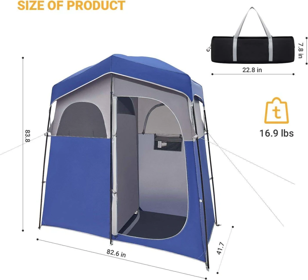Portable Outdoor Shower Tents for Camping with Floor Changing, Easy Set up Shower Privacy Shelter 1 Room/2 Rooms Toilet Tent