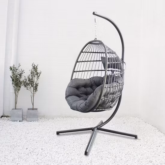 New Design Home Hotel Furniture Outdoor Garden Patio Folding Foldable Hanging Rattan Wicker Egg Hammock Swing Chair